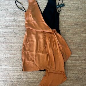 BCBGMaxAzria Asymmetrical Black and Orange Dress